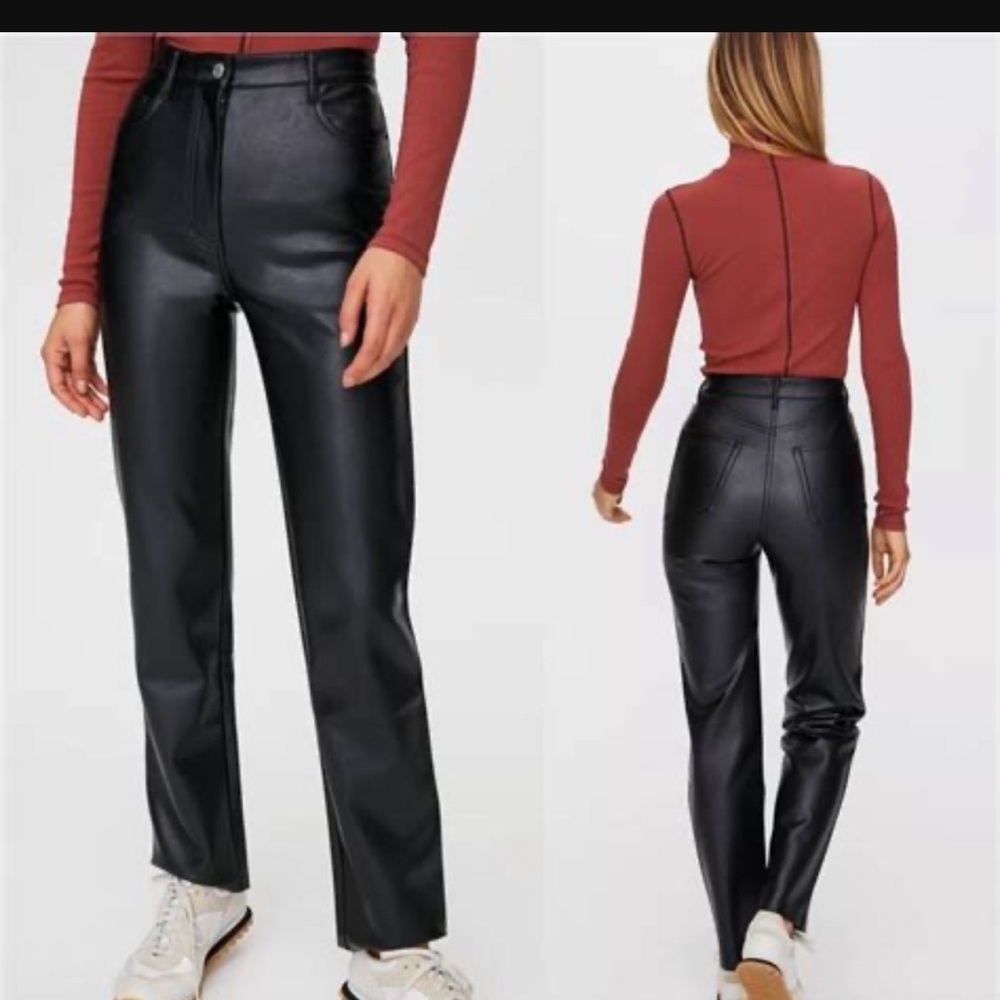 Aritzia Melina Wide Leg Vegan Leather Pants